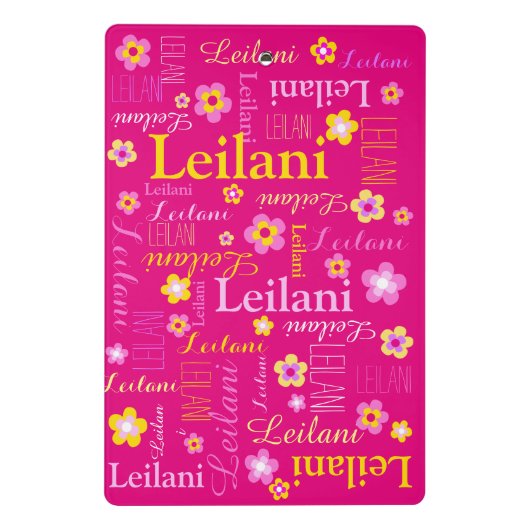 Roze gele grafische bloem, aangepast voor meisjes  mini klembord (Achterkant)