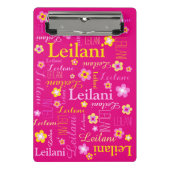 Roze gele grafische bloem, aangepast voor meisjes  mini klembord (Voorkant)