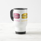 Roze gele groene Franse Macaron Macaroon Baking Reisbeker (Voorkant links)