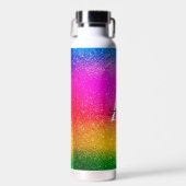 Roze gele groene regenboog Glitter Monogram Waterfles (Voorkant)