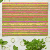 Roze gele groene  Stripe Kitchen Towel Theedoek (Gevouwen)