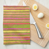 Roze gele groene  Stripe Kitchen Towel Theedoek (Quarter Fold)