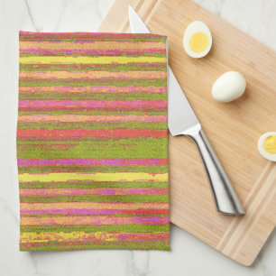 Roze gele groene  Stripe Kitchen Towel Theedoek