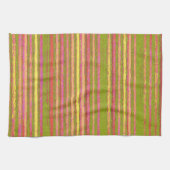 Roze gele groene  Stripe Kitchen Towel Theedoek (Horizontaal)