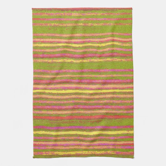 Roze gele groene  Stripe Kitchen Towel Theedoek (Verticaal)