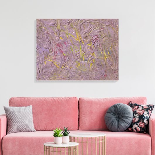 Roze gele groene trendy moderne Abstracte kunst Canvas Afdruk (Insitu (Woonkamer))