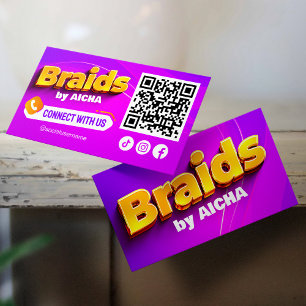 Roze, Gele Haarvlecht Verbind met ons QR-code Visitekaartje