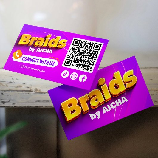 Roze, Gele Haarvlecht Verbind met ons QR-code Visitekaartje