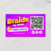 Roze, Gele Haarvlechting Verbind met ons QR Code Visitekaartje (Voorkant)