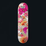 roze gele hand getekende florale afbeelding persoonlijk skateboard<br><div class="desc">en licht roze,  met de hand getekend floreel illustratiepatroon.</div>