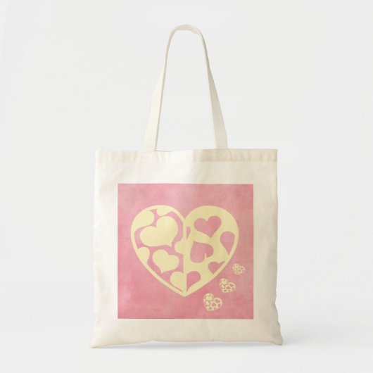 Roze gele hartslag tote bag (Voorkant)