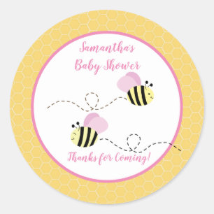 Roze Gele Hommel Favor Sticker
