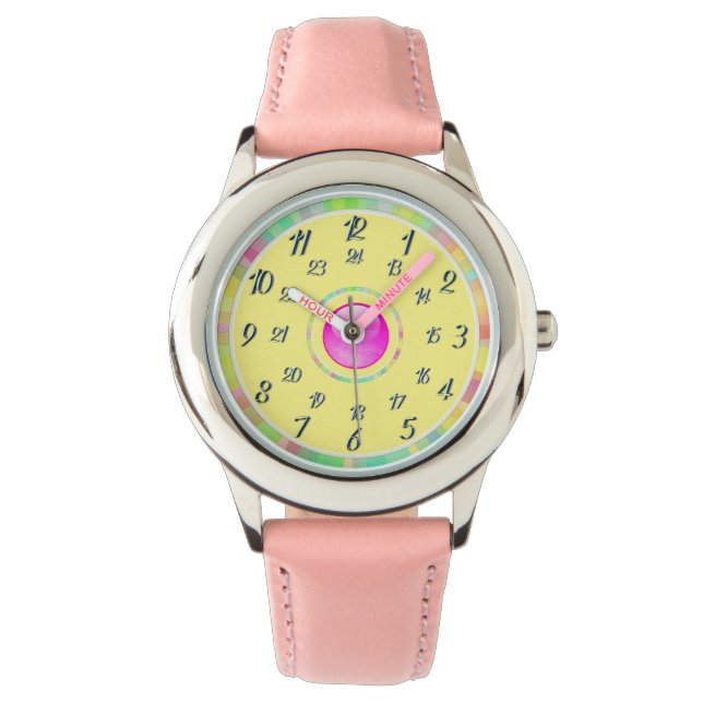 Roze gele horloge (Voorkant)