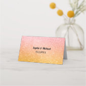 Roze Gele Huwelijk Glitter Sparkle Plaatskaartje (Achterkant)