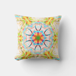 Roze gele korrelige textuur, bloeiend kaleidoscoop kussen