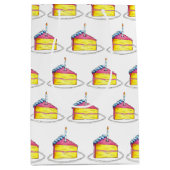 Roze gele laag Happy Birthday Cake Slice Candle Medium Cadeauzakje (Voorkant)