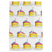 Roze gele laag Happy Birthday Cake Slice Candle Medium Cadeauzakje (Achterkant)