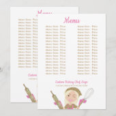 Roze Gele Lange Haren Bakker Meisje Chef Vegan Geb Menu (Voorkant / Achterkant)
