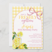 Roze Gele Lemonade Schattig Gingham Verse Verjaard Kaart (Voorkant)