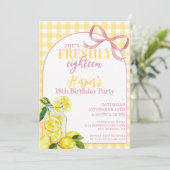 Roze Gele Lemonade Schattig Gingham Verse Verjaard Kaart (Staand voorkant)