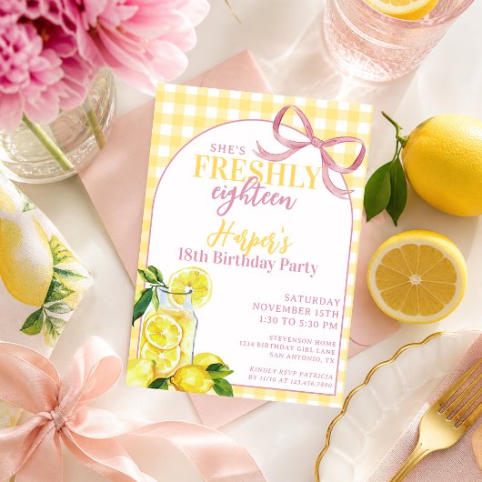 Roze Gele Lemonade Schattig Gingham Verse Verjaard Kaart