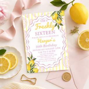 Roze Gele Limonade Citroen Verse Verjaardag Thema Kaart