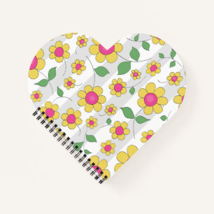 Roze gele madeliefje bloem lente kinderdoodles notitieboek