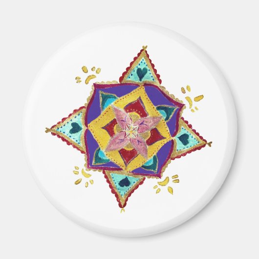 roze gele mandala magneet (Voorkant)