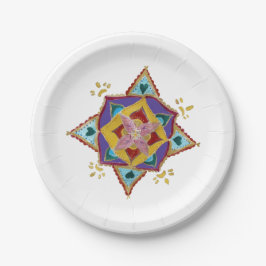 Roze gele Mandala papieren Borden Bordje