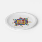 Roze gele Mandala papieren Borden Papieren Bordje (Gekanteld)