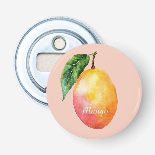 Roze Gele Mango Fruit Button Flesopener (Voorkant)