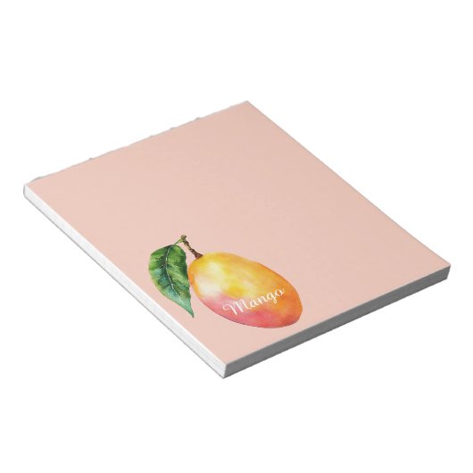 Roze Gele Mango Fruit Notitieblok (Schuin)