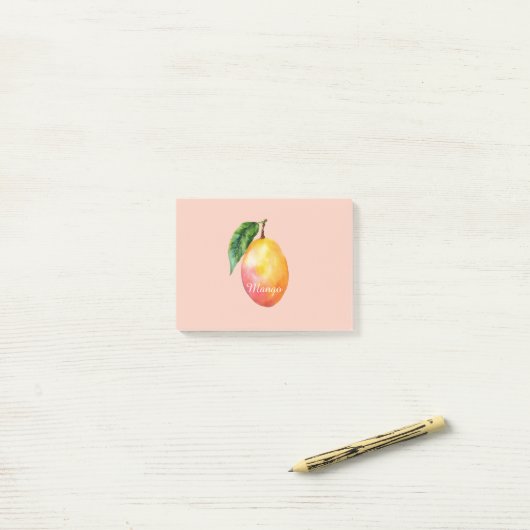 Roze Gele Mango Fruit Post-it® Notes (Op bureau)
