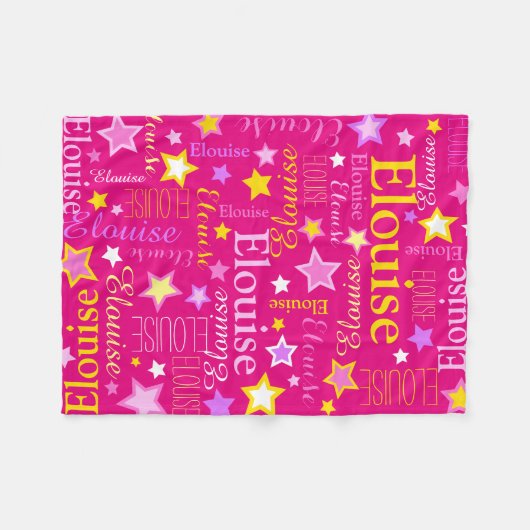 Roze gele meisjes naam Elouise sterpatroon Fleece Deken (Voorkant (Horizontaal))