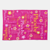 Roze gele meisjes noemen bloemkeuken theedoek (Horizontaal)
