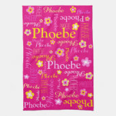 Roze gele meisjes noemen bloemkeuken theedoek (Verticaal)