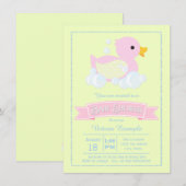 Roze Gele Meisjes Roze Rubber Eend Baby shower Kaart (Voorkant / Achterkant)