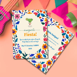 Roze Gele Mexicaanse bloemen Margarita Fiesta Kaart