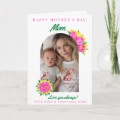 Roze & Gele Moederdag Tulp Foto Boog Kaart (Voorkant)