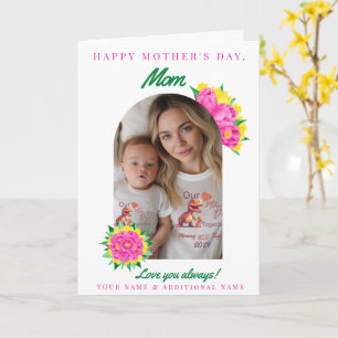 Roze & Gele Moederdag Tulp Foto Boog Kaart