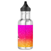 Roze gele monogram regenboog Sparkle Waterfles (Rechts)