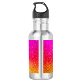 Roze gele monogram regenboog Sparkle Waterfles (Achterkant)