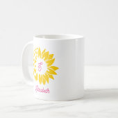 Roze Gele Monogram Zonnebloem Vlinders Koffiemok (Voorkant links)