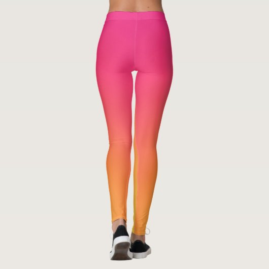 Roze gele ombre gladde gradiënt Leggings (Achterkant)