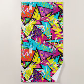 Roze gele Oranje graffiti Strandlaken (Voorkant)