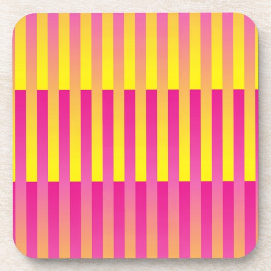 Roze gele Oranje strips Bier Onderzetter (Voorkant)