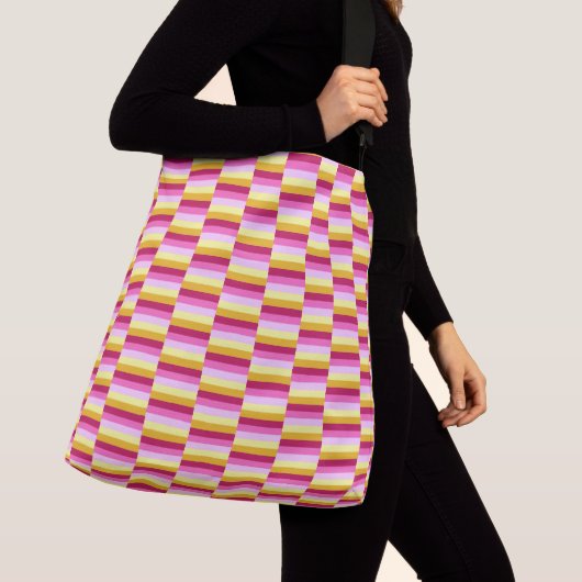 Roze gele Oranje strips Crossbody Tas (Dichtbij)