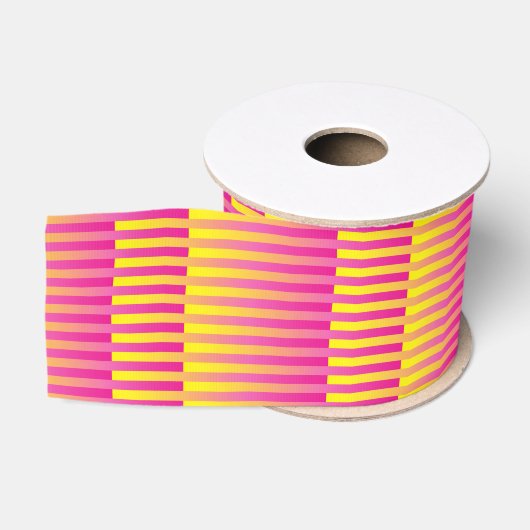 Roze gele Oranje strips Grosgrain Lint (Spoel)