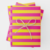Roze gele Oranje strips Inpakpapier Vel (In situ)