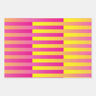 Roze gele Oranje strips Inpakpapier Vel